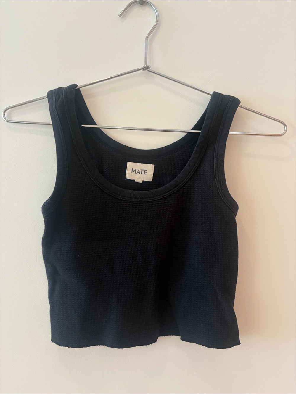 MATE the Label Black Ribbed Scoop Crop Tank